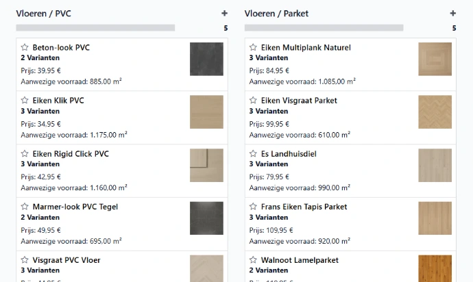 Productcatalogus vloeren