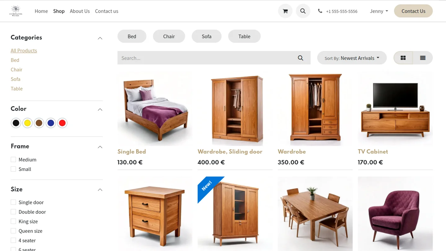 Odoo webshop voorbeeld